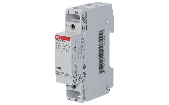 фото - Контактор ESB20-11N-06 модульный (20А АС-1 1НО+1НЗ) катушка 230В AC/DC ABB 1SBE121111R0611