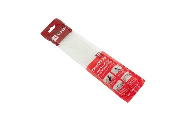 фото - Хомут гибкий многоразовый бел. FlexSTRAP (уп.20шт) PROxima EKF plc-fs-wr