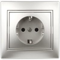 Розетка 1-м СП Plano 1-202-03 16А IP20 250В 2P+E Schuko алюм. Intro Б0030058