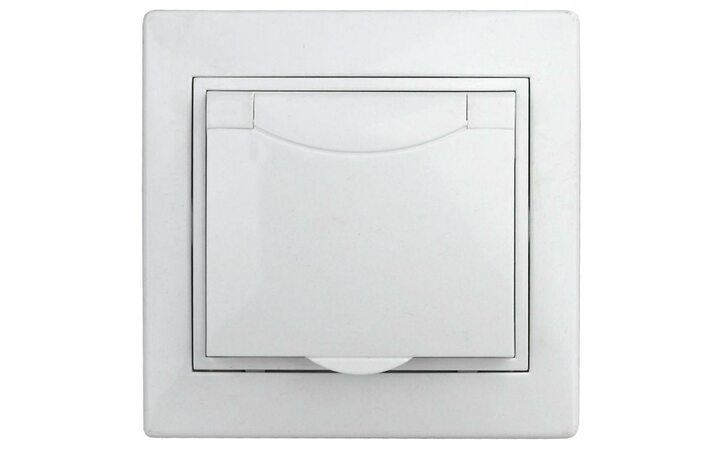 фото - Розетка 1-м СП Plano 1Э-207-01 16А IP20 250В 2P+E Schuko защ. шторки защ. крышка без лапок бел. Intro Б0038832