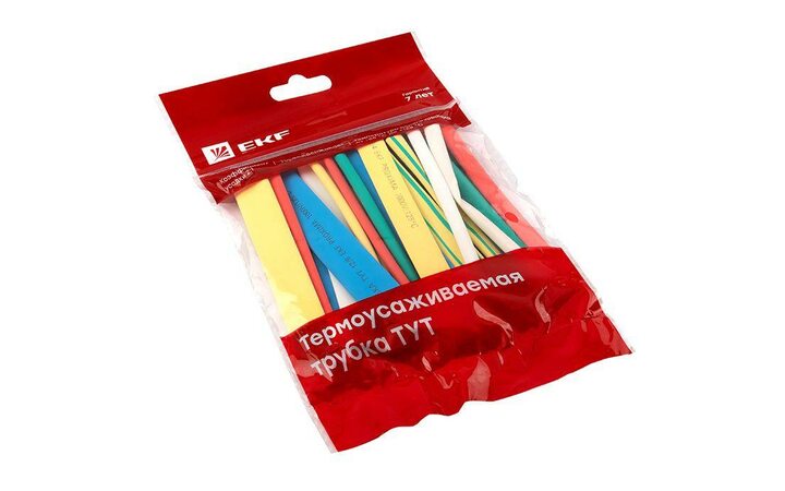фото - Набор трубок термоусадочных ТУТ 4/2, 6/3, 8/4, 10/5, 12/6 (7 цветов по 5шт 100мм) PROxima EKF tut-n-4-r