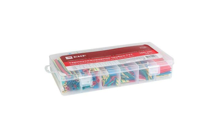 фото - Набор ТУТ бокс: 5 цветов разного диаметра (4/2, 6/3, 8/4, 10/5, 12/6, 20/10) 100мм 105шт PROxima EKF tut-n-5-r