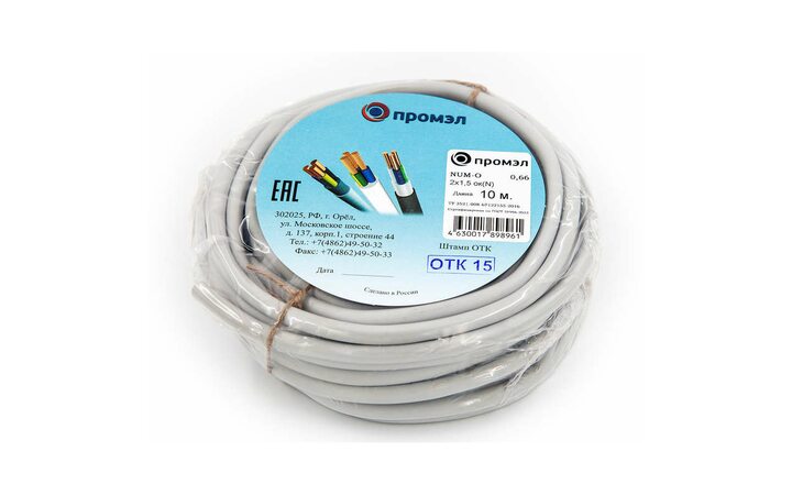 фото - Кабель NUM-O 2х1.5 (бухта 10м) (шт) Промэл 13321290
