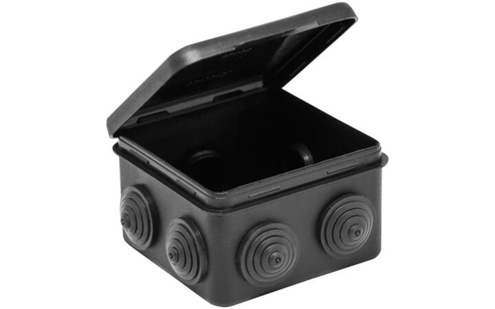 фото - Коробка распределительная ОП 80х80х50мм (откид. крышка)УХЛ1 IP54 черн. Ruvinil 67040МЧ