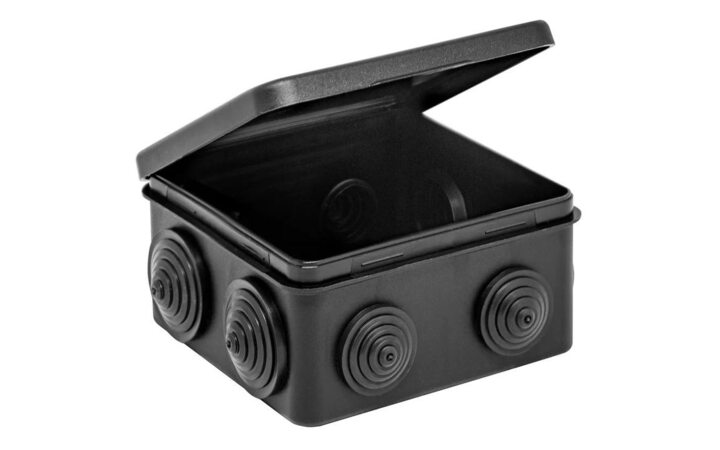 фото - Коробка распределительная ОП 100х100х50мм (откид. крышка)УХЛ1 IP54 черн. Ruvinil 67045Ч