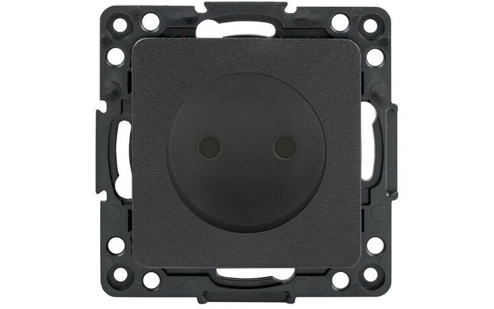 фото - Механизм розетки 1-м СП Стокгольм 10А IP20 без заземл. защ. шторки черн. PROxima EKF EZR10-022-10