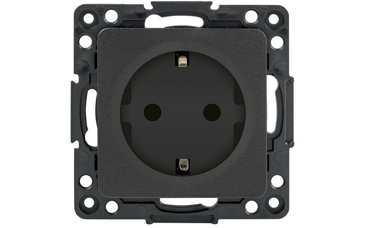 фото - Механизм розетки 1-м СП Стокгольм 16А IP20 с заземл. защ. шторки черн. PROxima EKF EZR16-028-10