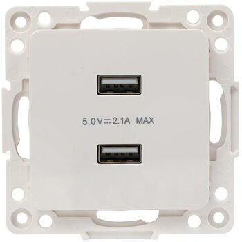 фото - Механизм розетки USB 2-м Стокгольм 2.1А бел. PROxima EKF EYR16-028-10-2USB