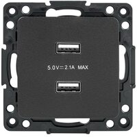 Механизм розетки USB 2-м Стокгольм 2.1А черн. PROxima EKF EZR16-028-10-2USB