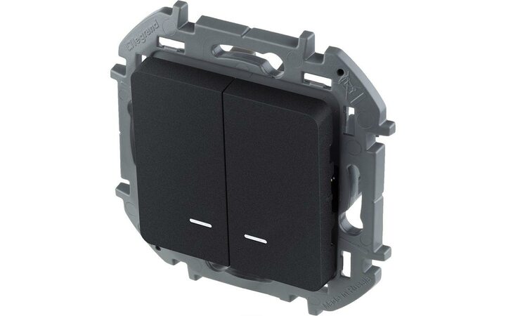 фото - Выключатель 2-кл. Inspiria 250В 10AX с подсветкой / индикацией антрацит Leg 673633