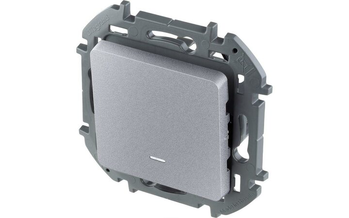 фото - Выключатель 1-кл. Inspiria 250В 10AX с подсветкой / индикацией алюм. Leg 673612