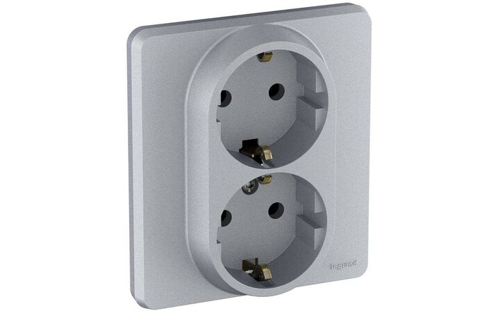 фото - Розетка Inspiria 16А 250В 2х2P+E немецк. стандарт алюм. Leg 673752