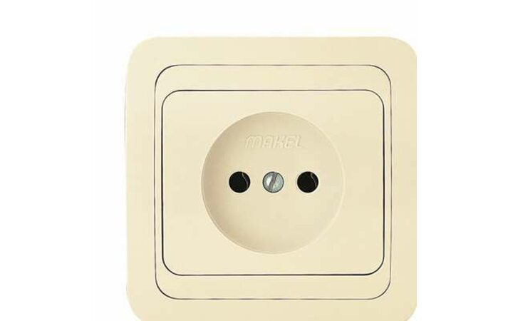 фото - Розетка 1-м СП Mimoza 16А IP20 без заземл. крем./крем. Makel 25022