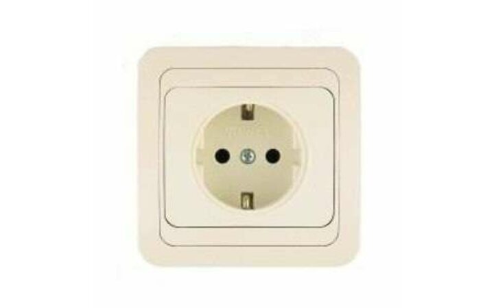 фото - Розетка 1-м СП Mimoza 16А IP20 с заземл. крем./крем. Makel 25028
