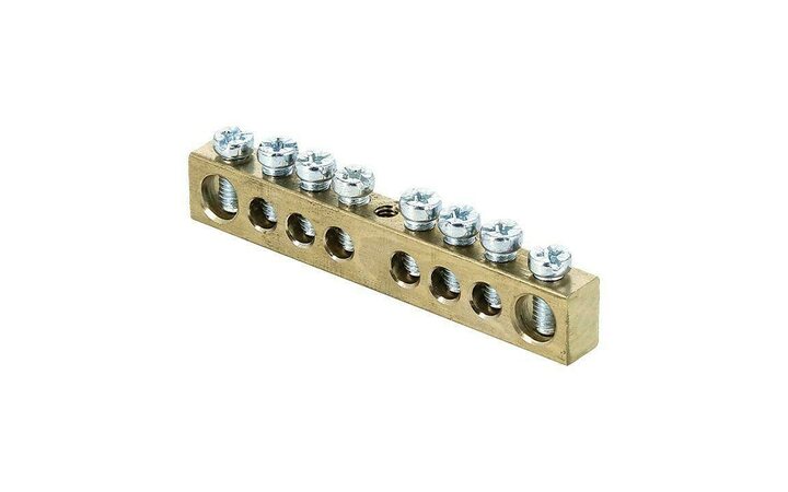 фото - Шина PEN 'ноль-земля' 6х9 8 отвер. латунь крепеж по центру PROxima EKF sn0-63-08