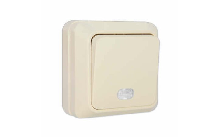 фото - Выключатель 1-кл. ОП Олимп 10А IP20 с подсветкой сл. кость UNIVersal Б-О0121