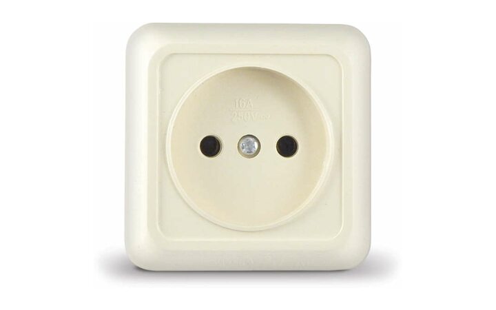 фото - Розетка 1-м ОП Олимп 16А IP20 без заземл. сл. кость UNIVersal Б-О0022