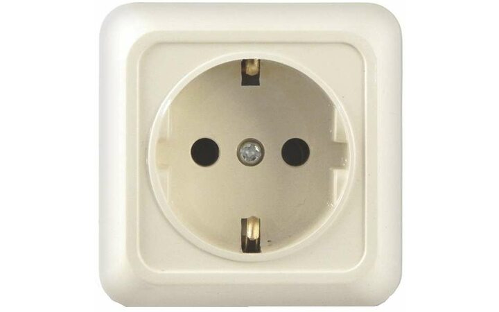 фото - Розетка 1-м ОП Олимп 16А IP20 с заземл. сл. кость UNIVersal Б-О0028