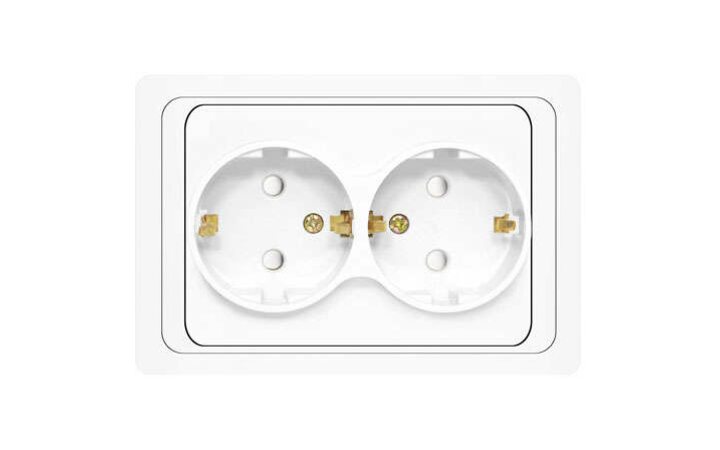 фото - Розетка 2-м СП Валери 16А IP20 с заземл. защ. шторки бел. UNIVersal В0128x