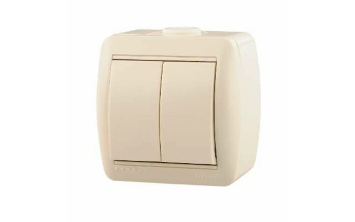 фото - Выключатель 2-кл. ОП Ната 10А IP20 крем. LEZARD 710-0300-101