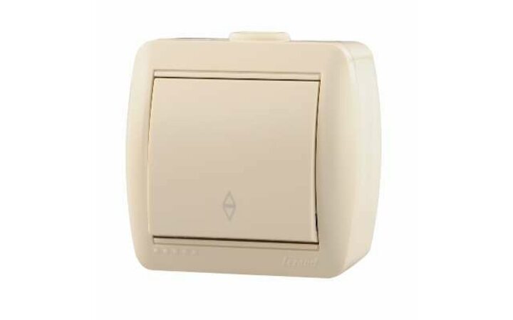 фото - Выключатель проходной 1-кл. ОП Ната 10А IP20 крем. LEZARD 710-0300-105