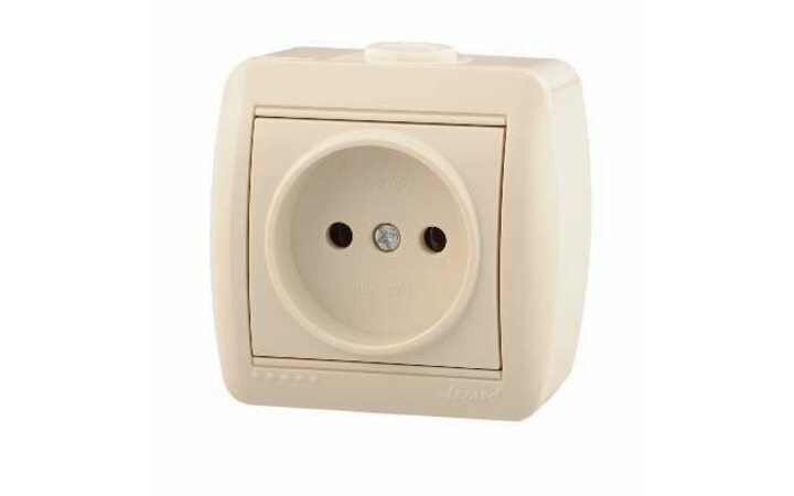 фото - Розетка 1-м ОП Ната 16А IP20 без заземл. керамика крем. LEZARD 710-0300-121