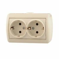 Розетка 2-м ОП Ната 16А IP20 с заземл. керамика крем. LEZARD 710-0300-127