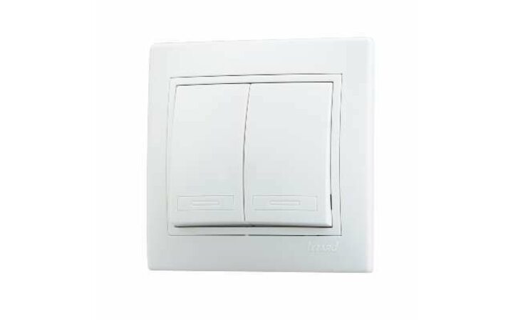 фото - Выключатель 2-кл. СП Мира 10А IP20 с бел.вставкой бел. LEZARD 701-0202-101