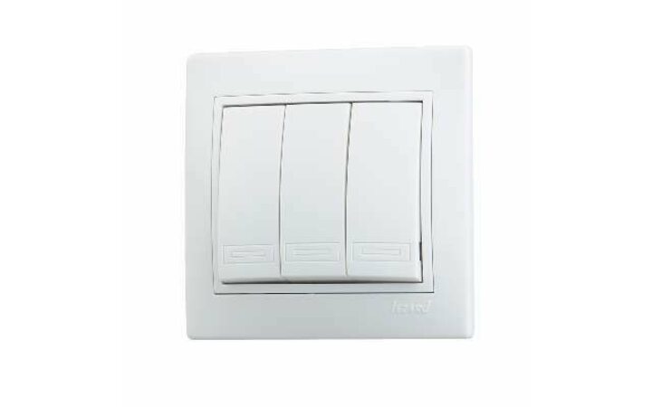 фото - Выключатель 3-кл. СП Мира 10А IP20 с бел.вставкой бел. LEZARD 701-0202-109