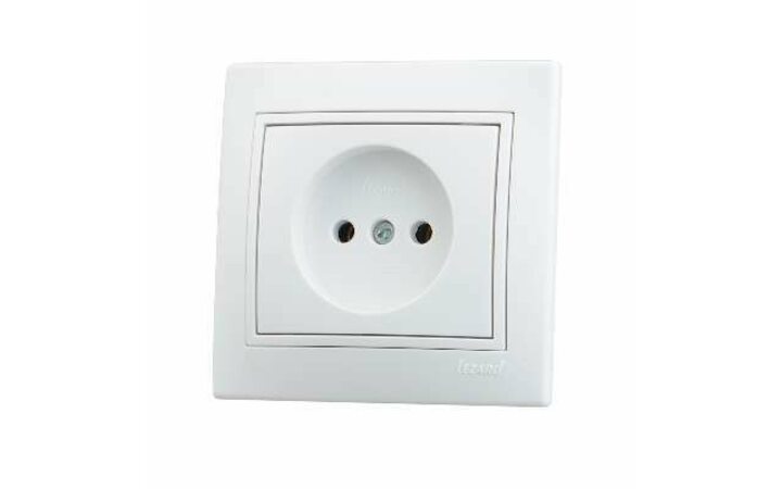 фото - Розетка 1-м СП Мира 16А IP20 без заземл. с бел. вставкой керамика бел. LEZARD 701-0202-121