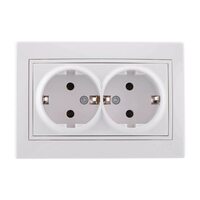 Розетка 2-м СП Мира 16А IP20 с заземл. с бел. вставкой керамика бел. LEZARD 701-0202-127