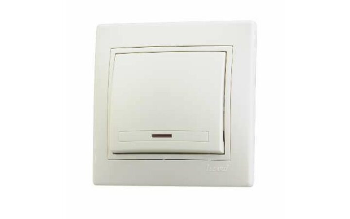 фото - Выключатель 1-кл. СП Мира 10А IP20 с подсветкой со вставкой крем. LEZARD 701-0303-111