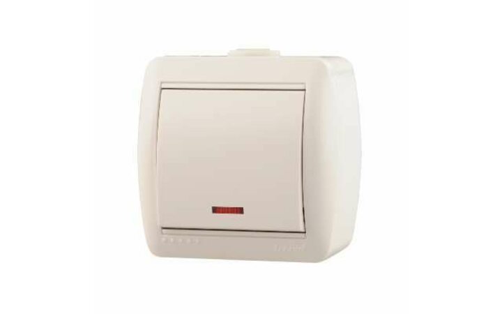 фото - Выключатель 1-кл. ОП Ната 10А IP20 с подсветкой бел. LEZARD 710-0200-111