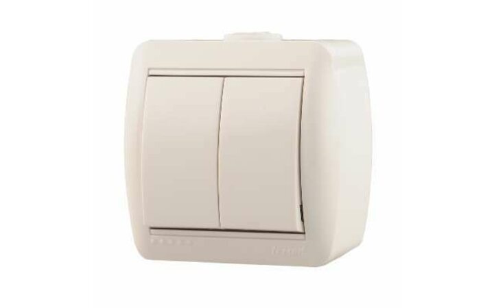 фото - Выключатель 2-кл. ОП Ната 10А IP20 бел. LEZARD 710-0200-101