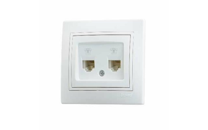 фото - Розетка телефонная 2-м СП Мира RJ11 бел./бел. LEZARD 701-0202-138