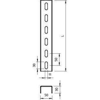 фото - Профиль монтажный US 3 FS 30х50х2000мм толщ. 2мм U-образ. US 3 200 FS OBO 6342338