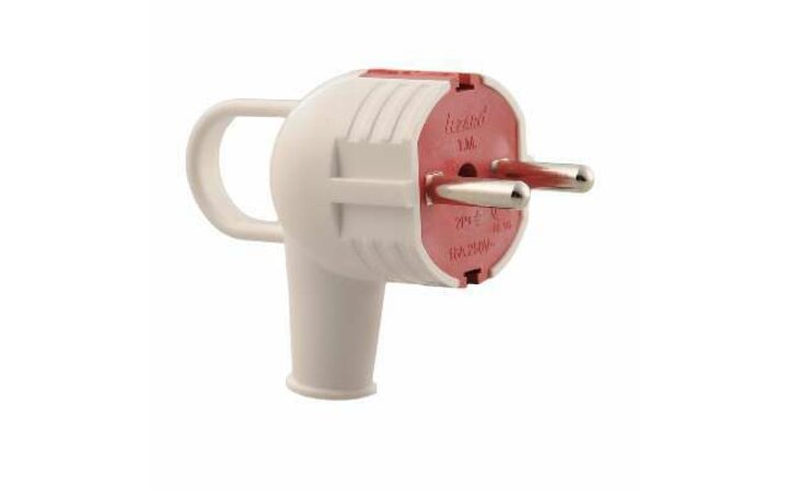 фото - Вилка электрич. с ручкой с заземл. бел/красн. LEZARD 715-0201-602