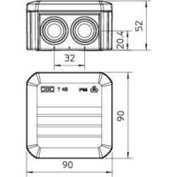 Коробка распределительная 90х90х52мм IP55 7х25 свет. сер. OBO 2007045
