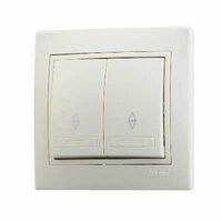 Выключатель проходной 2-кл. СП Мира 10А со вставкой крем. LEZARD 701-0303-106