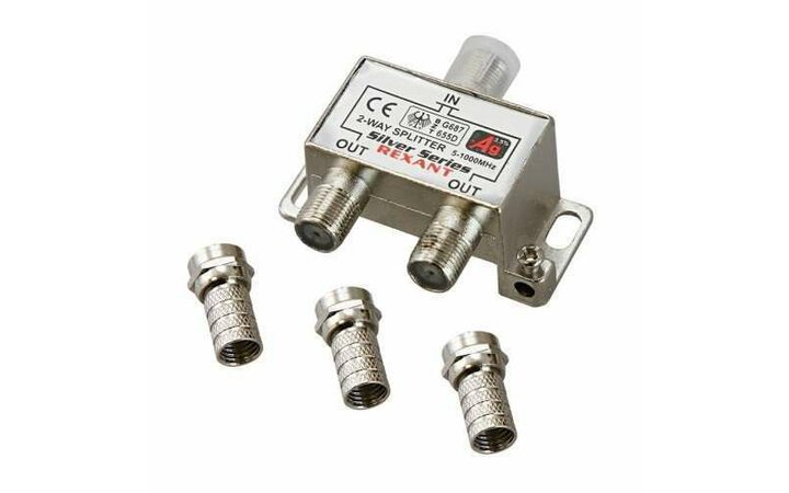 фото - Делитель ТВ 'краб' х2+3шт.F 'BOX' 5-1000 МГц 'Silver' Rexant 05-6101