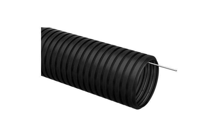 фото - Труба гофрированная ПНД d20мм с протяжкой черн. (уп.100м) IEK CTG20-20-K02-100-1