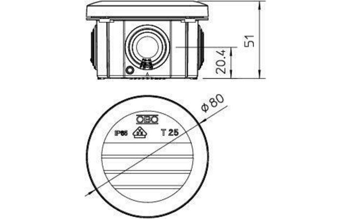 фото - Коробка распределительная 80х51мм IP65 4х25 T25 свет. сер. OBO 2007029