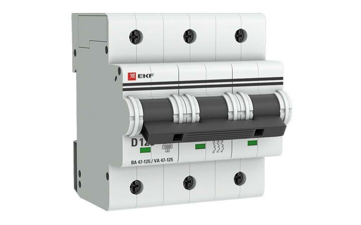 фото - Выключатель автоматический модульный 3п D 125А 15кА ВА 47-125 PROxima EKF mcb47125-3-125D