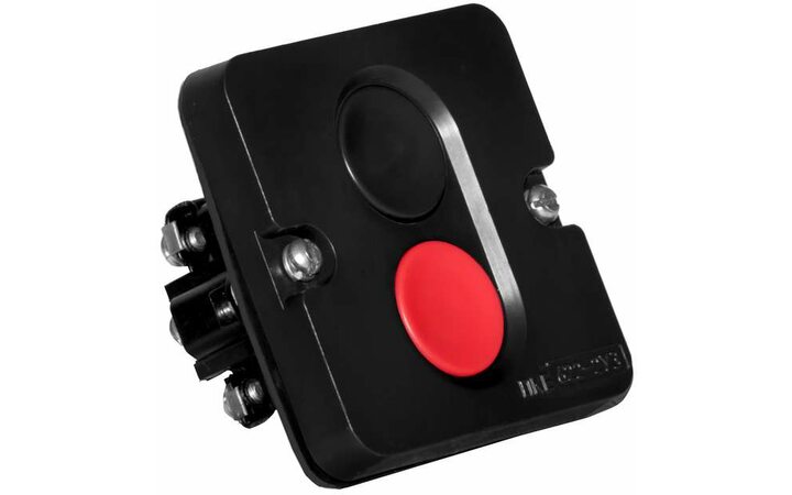 фото - Пост кнопочный ПКЕ-622/2 'Пуск-Стоп' 1 черн. 1 красн. Электродеталь ПКЕ-622/2.1Ч.1К