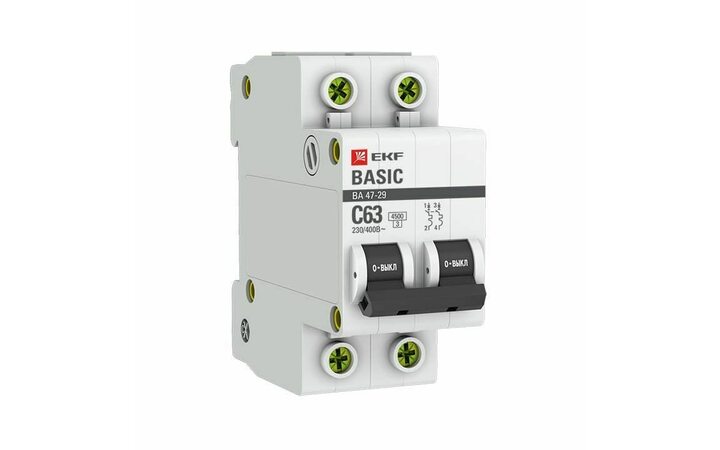 фото - Выключатель автоматический модульный 2п C 16А 4.5кА ВА 47-29 Basic EKF mcb4729-2-16C
