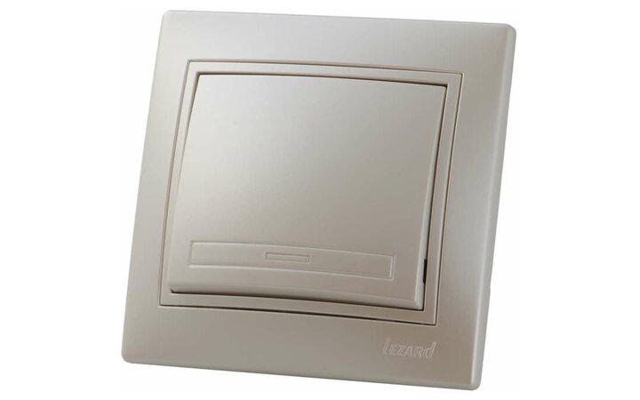 фото - Выключатель 1-кл. СП Мира 10А IP20 со вставкой жемчуж./бел. перламутр. LEZARD 701-3030-100