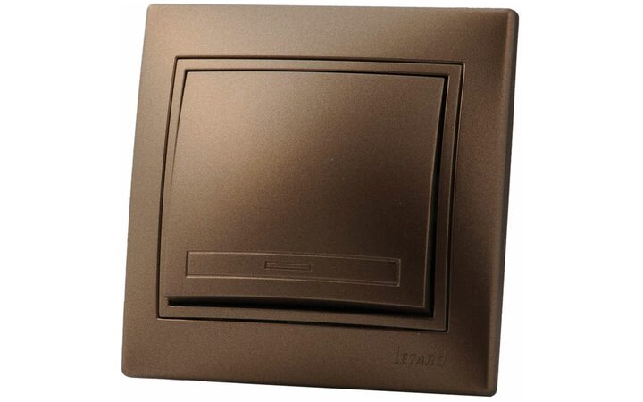 фото - Выключатель 1-кл. СП Мира 10А IP20 со вставкой свет. корич. перламутр. LEZARD 701-3131-100