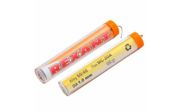 фото - Припой с канифолью 10гр. d1.0мм Rexant 09-3101