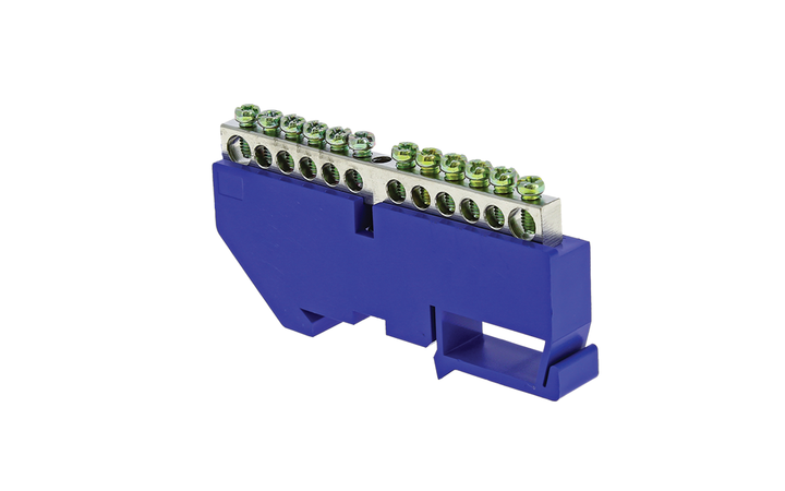 фото - Шина нулевая N 6х9 12 отвер. никель син. изолятор на DIN-рейку PROxima EKF sn1-63-12-d