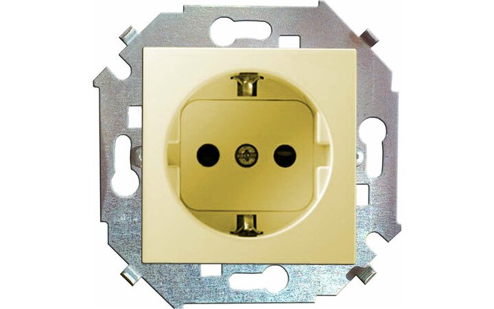 фото - Механизм розетки 1-м СП Simon15 16А IP20 250В с заземл. Schuko защ. шторки винт. клеммы сл. кость Simon 1591443-031